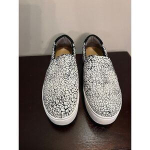 Dr. Scholl's Abbot Sz 7.5 M EU 37.5 Women's Leather Slip-On Shoes White Crackle